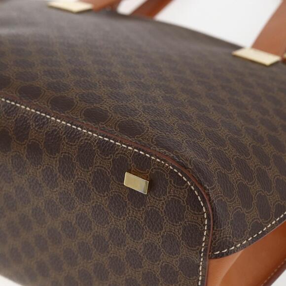 CELINE Macadam Canvas Hand Bag PVC Leather 2way Brown Gold Auth ep12312